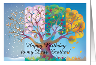 Seasons Change Tree Happy Birthday Brother. Customize and Personalize card
