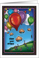 Colorful Fun Hot Air Balloons Carrying Pie-in-Sky Encouragement card
