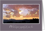 Sunset Over Mountains framed illustrationSympathy card. Customize. card
