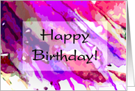 Happy Birthday Abstract in Reds and Purples card