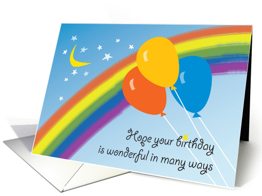 Birthday with Balloons Rainbow Moon and Stars card (1442548)