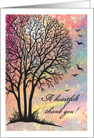 Thank you Sympathy Care & Support Bare Tree at Sunset can customize card