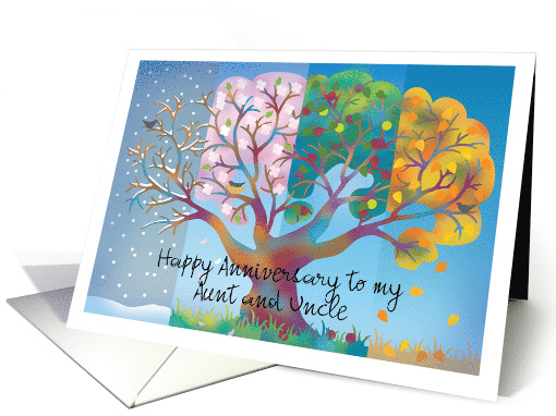 Happy Anniversary Aunt and Uncle Tree in Four Seasons card (1450428)