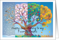 Happy Anniversary Favorite Couple Tree in Four Seasons card