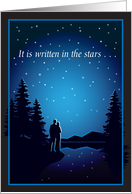 Star Gazing Couple Lake & Trees Happy Birthday card