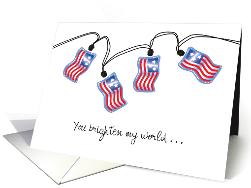 American Flag Proud Patriotic String of Lights Thank you card