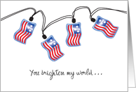 American Flag Proud Patriotic String of Lights Thank you card