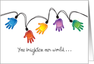 Helping Hands Volunteers Lights Multi Color Thank you Appreciation card