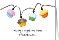Happy 5th Birthday Wishes Colorful Cupcakes String Lights card