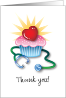 Doctor/Nurse Stethescope Sunburst Cupcake Thank you card