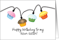 Happy Birthday to Sister Cupcake Lights on String card