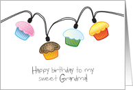 Happy Birthday to Grandma Cupcake Lights on String card