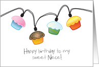 Happy Birthday to Niece Cupcake Lights on String card