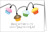 Happy Birthday to Daughter-in-Law Cupcake Lights on String card