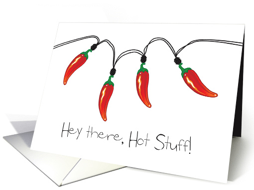 Happy Birthday Hot Stuff Chili Pepper on String Lights card (1472874)