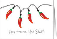 Happy Birthday Hot Stuff Chili Pepper on String Lights card