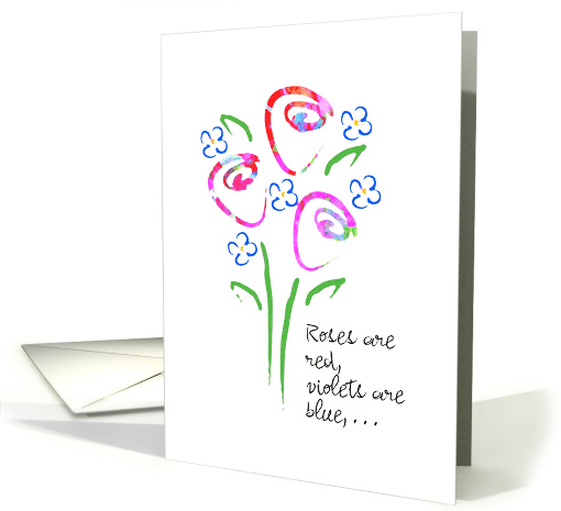 Happy Fifth Anniversary to Spouse Roses Violets Bouquet card (1479080)