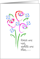 Happy Fifth Anniversary to Spouse Roses Violets Bouquet card
