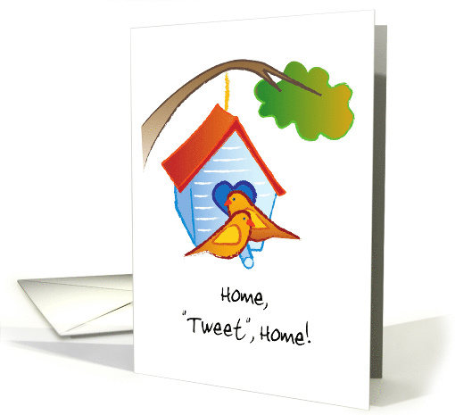 Congratulations Buying New Home Tweet Home Two Birds Birdhouse card