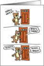 Knock Knock Bear Cartoon Annivesary card
