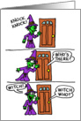 Knock Knock Witch Cartoon Halloween card