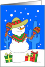 Feliz Navidad Cartoon Snowman card