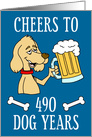 70th Birthday Cheers To 490 Dog Years card