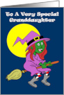 Granddaughter Cute Cartoon Witch Halloween card