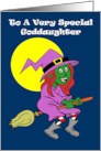 Goddaughter Cute Cartoon Witch Halloween card