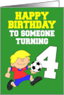 Soccer Player Birthday Turning 4 card