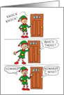 Knock Knock Elf Cartoon Present Christmas card