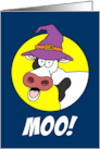Moo I Mean Boo Cow Witch Halloween card