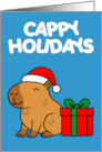 Cappy Holidays Santa Capybara Animal Pun card