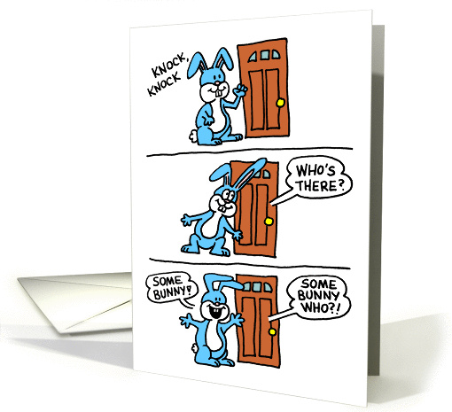 Knock Knock Cartoon Bunny Easter card (1262240)