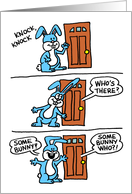 Knock Knock Cartoon Bunny Easter card