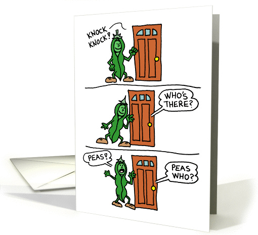 Knock Knock Cartoon Peas Forgive card (1272052)