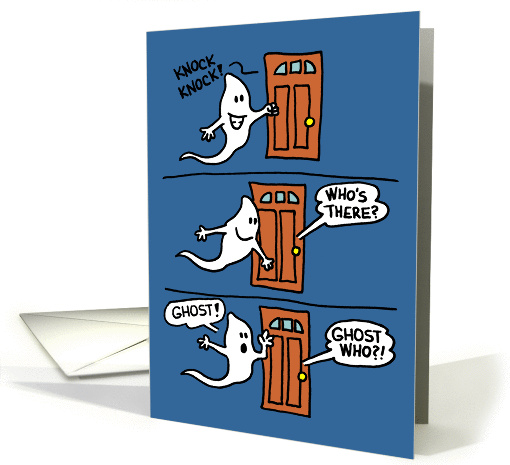 Knock Knock Ghost Cartoon Halloween card (1282086)
