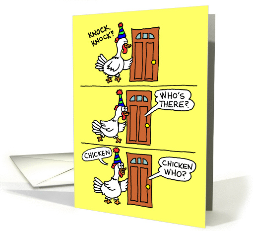 Knock Knock Chicken Cartoon Happy Birthday card (1293872)