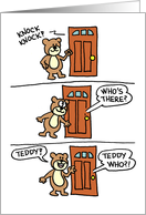 Knock Knock Bear Cartoon Annivesary card
