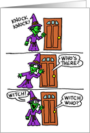 Knock Knock Witch Cartoon Halloween card