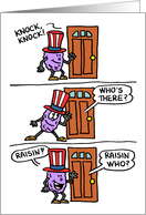 Knock Knock Raisin Cartoon Veterans Day card