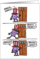 Knock Knock Raisin Cartoon Armed Forces Day card