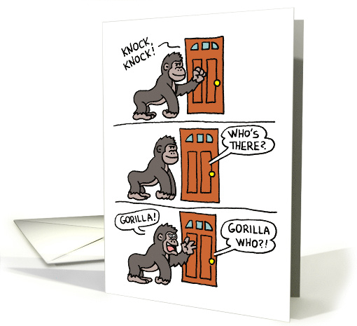 Knock Knock Cartoon Gorilla Steak Birthday card (1516512)