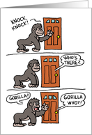 Knock Knock Cartoon Gorilla Steak Birthday card
