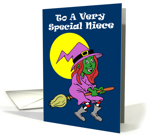 Niece Cute Cartoon Witch Halloween card (1784982)