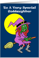 Goddaughter Cute Cartoon Witch Halloween card