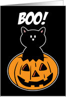 Black Cat and Pumpkin Cute Halloween card