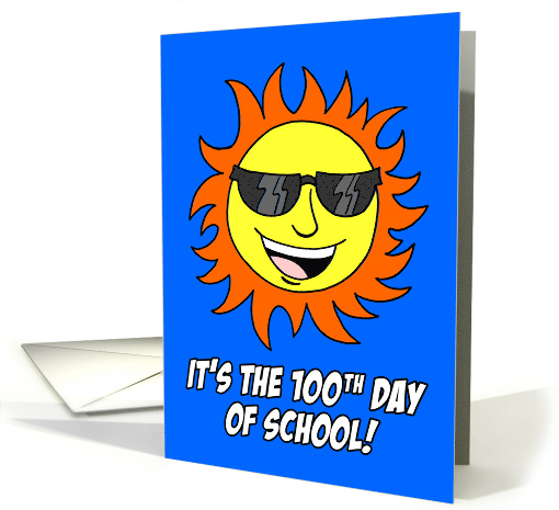 Sun Cartoon With Sunglasses 100 Days School card (1826102)