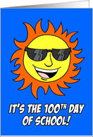 Sun Cartoon With Sunglasses 100 Days School Card