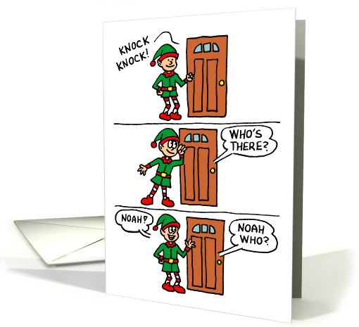 Knock Knock Elf Cartoon Christmas card (1873246)